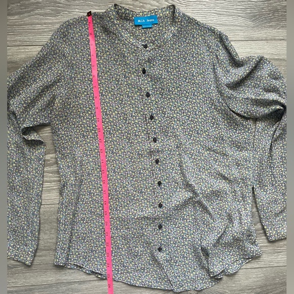 M.i.h. Jeans 100% Silk Long Sleeve Purple Yellow Floral Button Down Shirt Size M - Picture 6 of 7